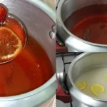 صورة لوعاء زجاجي يحتوي على العسل النهائي مع مشهد تقطير العسل من الملعقة الخشبية.